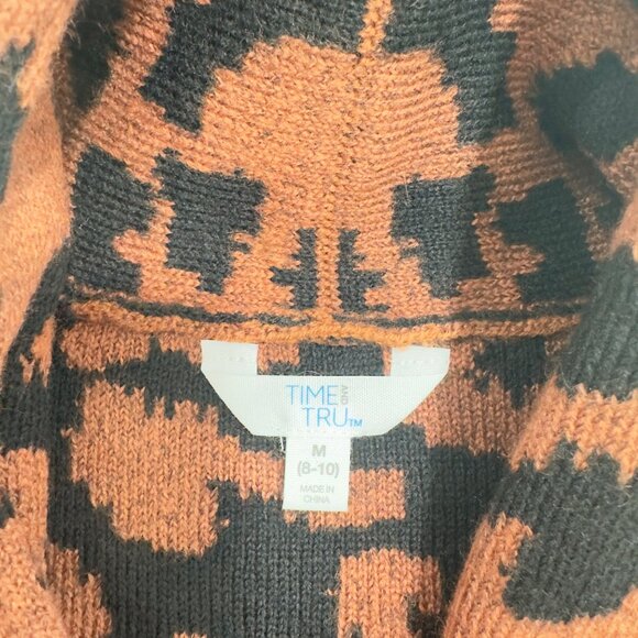 TIME AND TRU SZ Medium (8-10) Brown Leopard Print Open Front Cardigan Sweater - Picture 4 of 14